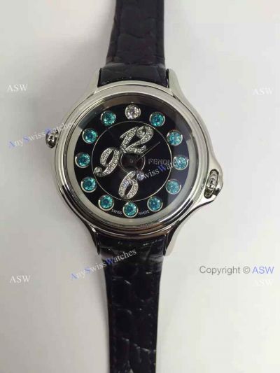 Swiss Grade Copy Fendi Watches Crazy Carats Black Leather Strap